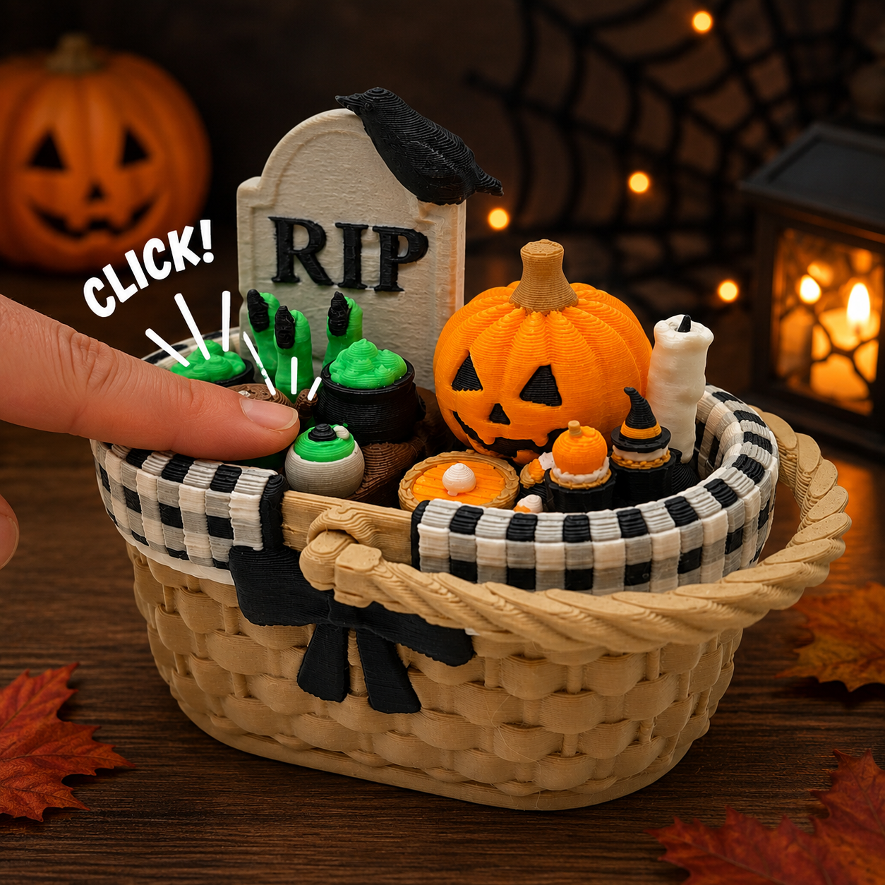 Halloween Picnic Basket Double Clicker Fidget - Desktop Decor