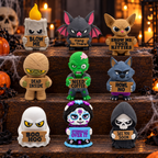 Nine Animals with Attitude Halloween designs: Candle, Bat, Hairless Kitty, Mummy, Zombie, Werewolf, Ghost, Dia de los Muertos and Reaper. Each sold separately.
