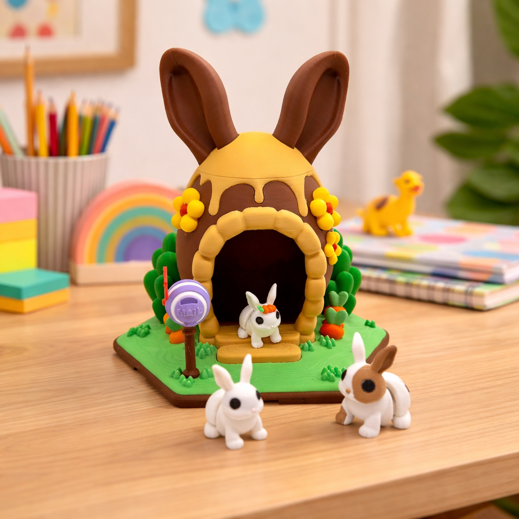 Chocolate Bunny Burrow House - Koza Konnect Easter Series Decor Collectable