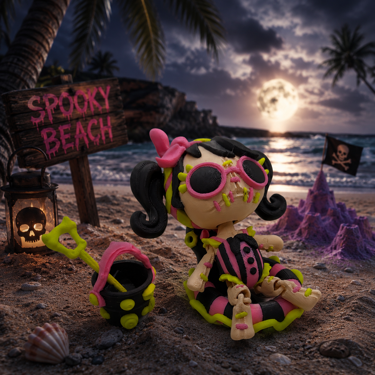 Twisty Voodoo Beach Doll with Bucket – Articulated Collectible Figure