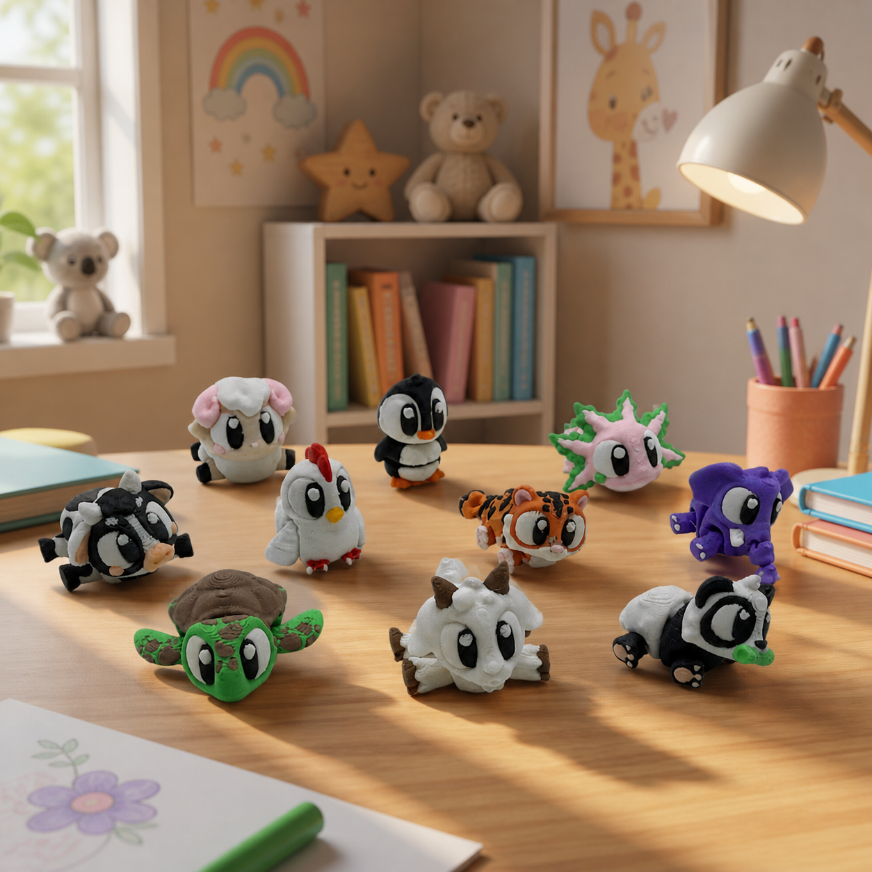 Micro Critter Crew 10 Pack – 3D Printed Mini Animal Figures Set | Cute Collectible Desk Pets