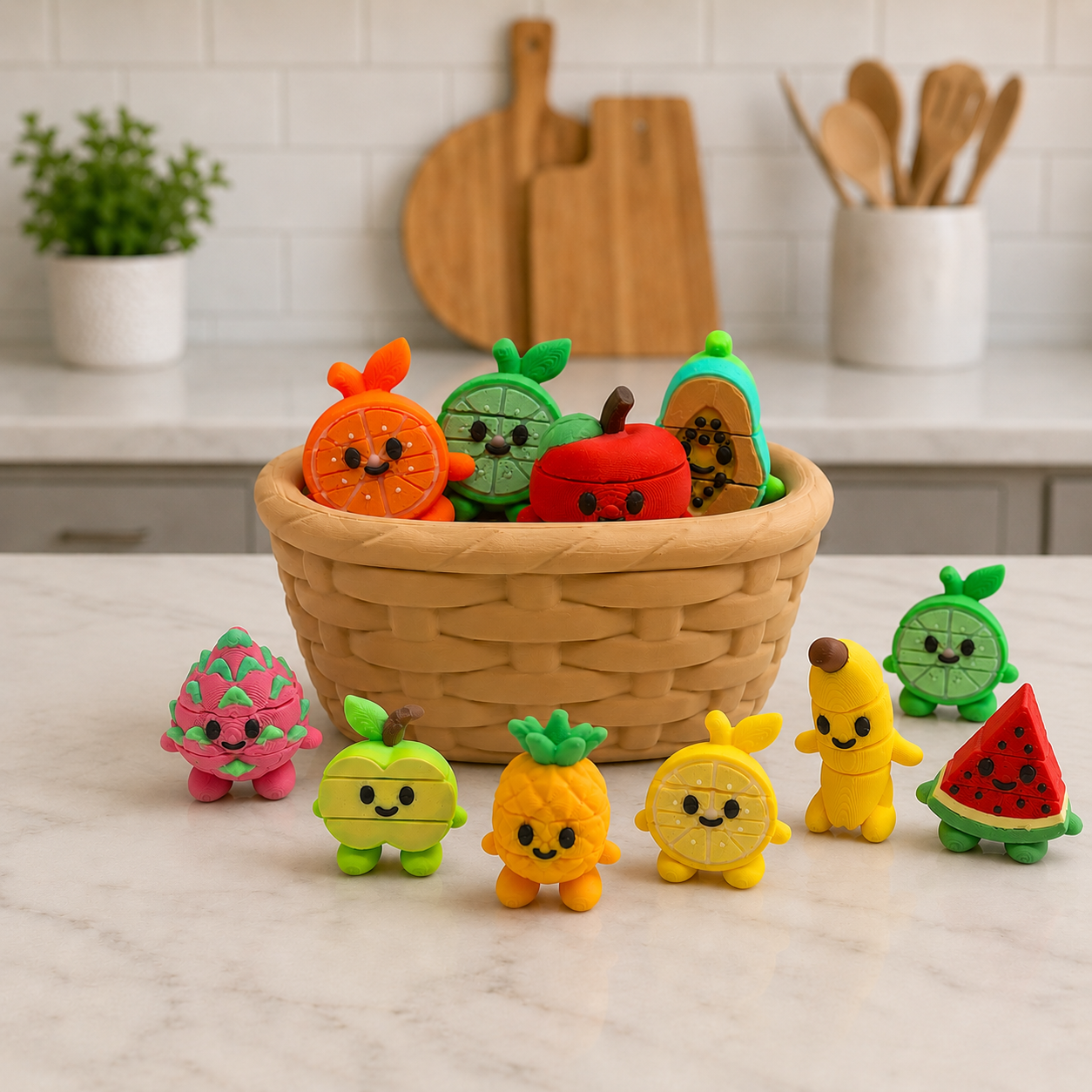 Micro Fruit Basket Set – 12 Piece Collection - Kitchen Desk Decor