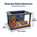 Deep Sea Shark Adventure set overall dimensions: 5.5 inches wide, 4 inches deep, and 3.75 inches tall.