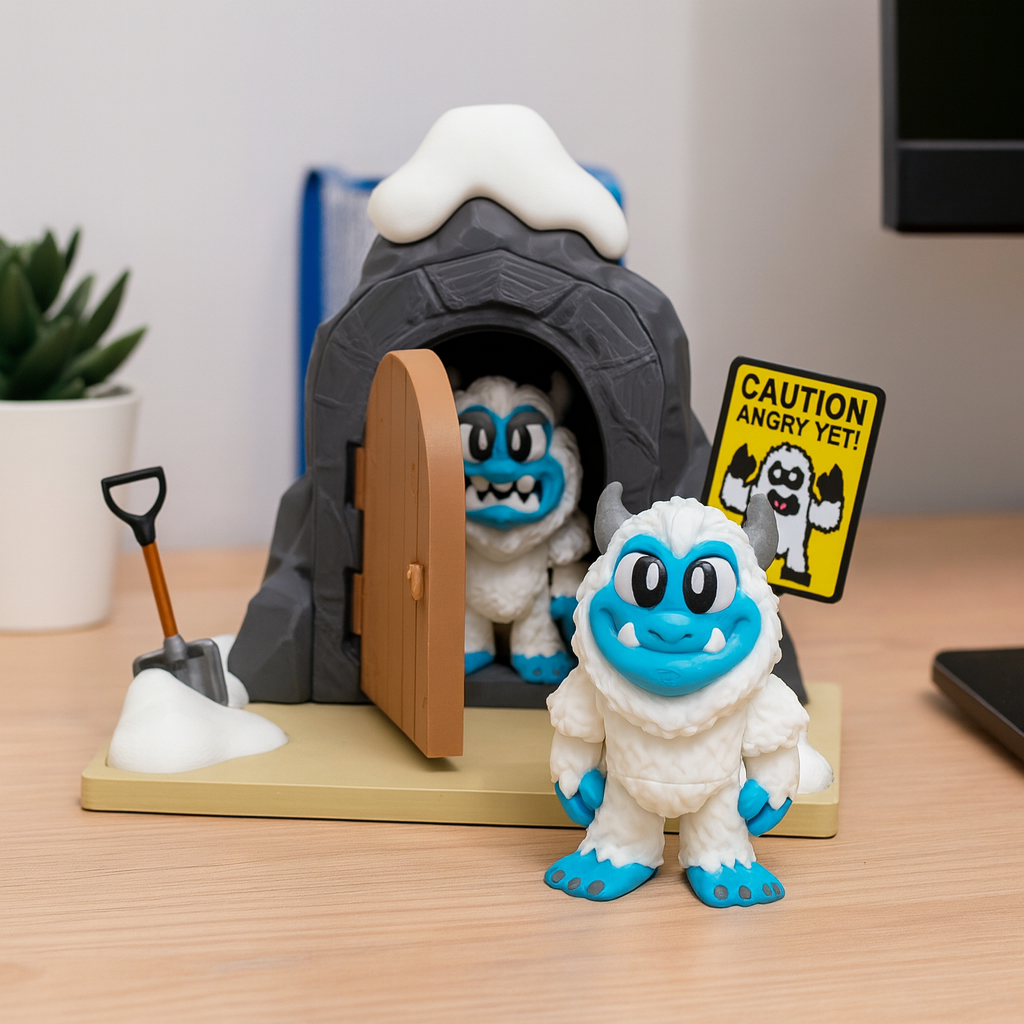 Angry Yeti Desk Pet Set – 3D Printed Desk Top Decor